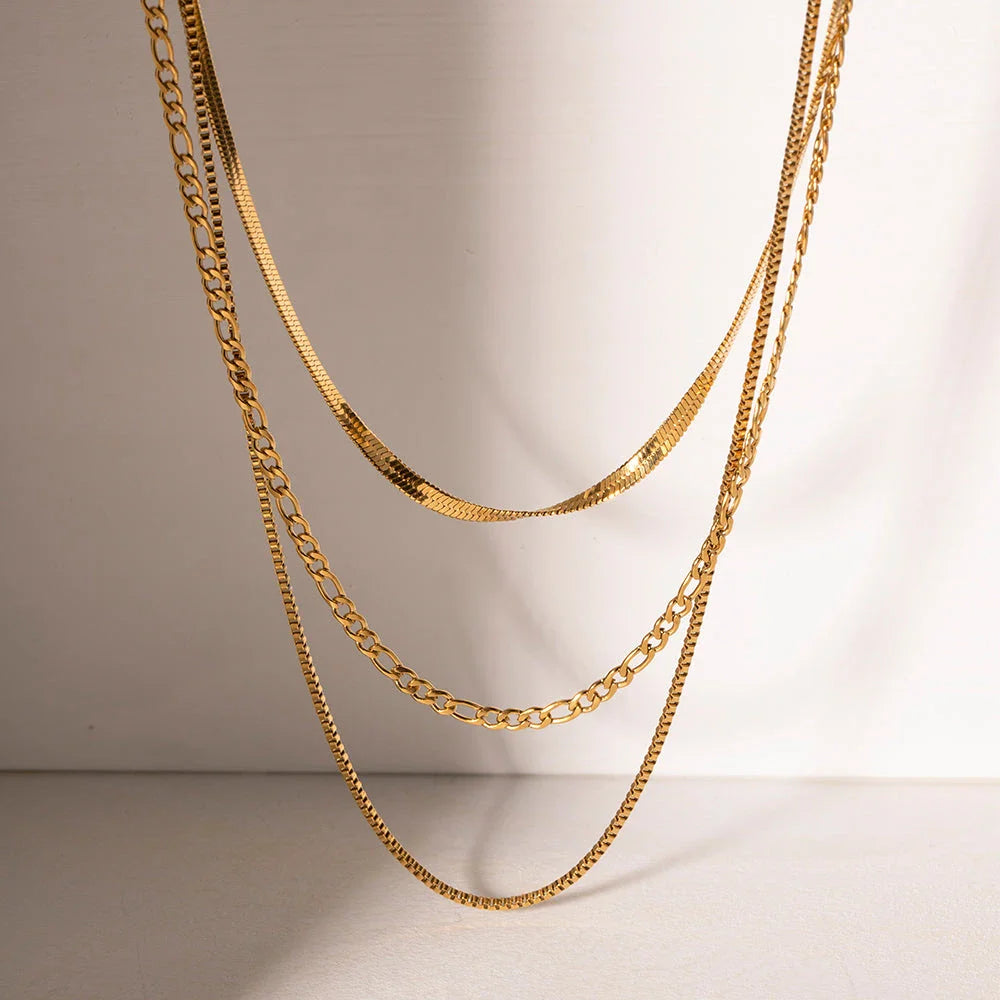 Elegant 18K gold plated stainless steel flat snake chain necklace with letter charms for a unique, personalized look