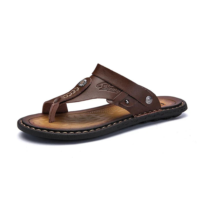 Premium large size men's flip-flop sandals in microfiber leather and EVA sole for ultimate comfort and style