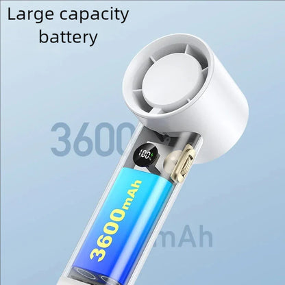 3600mAh USB rechargeable portable fan with LED lamp in white color