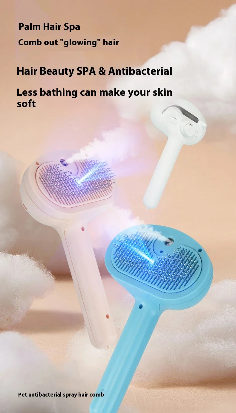 Hhomeenjoy US Rechargeable Pet Hair Removal Comb with Spray Cleaner
