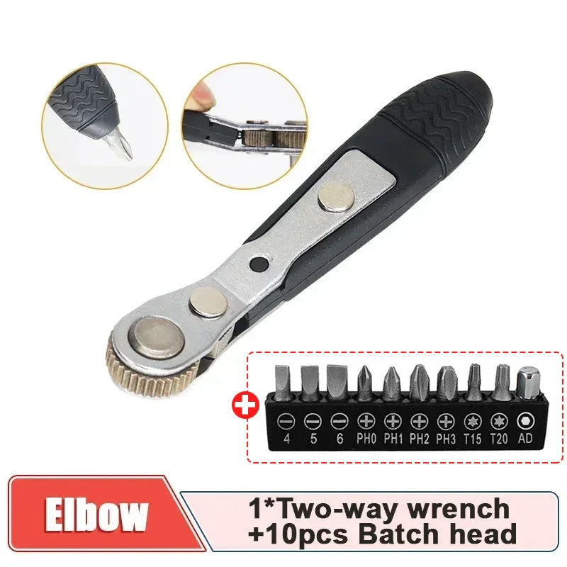 Compact Ratchet Wrench Screwdriver with Magnetic Adsorption for Precise Repair Work in Tight Spaces