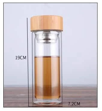Premium glass water bottle with bamboo infuser lid for healthy, eco-friendly hydration on the go