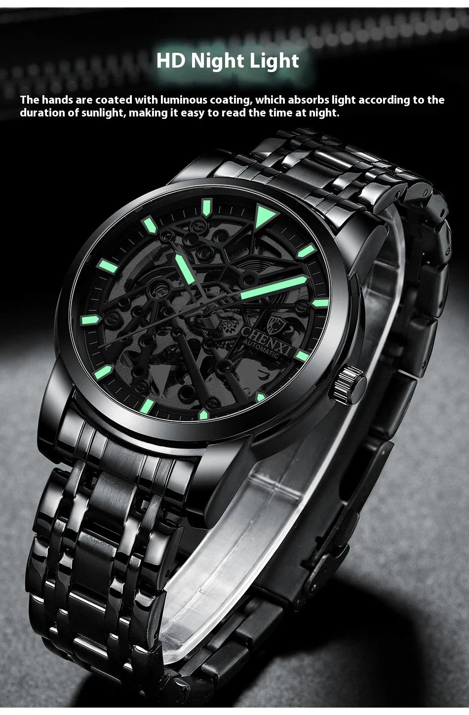 Trendha Automatic Mechanical Watch with Waterproof and Luminous Design in Various Color Options