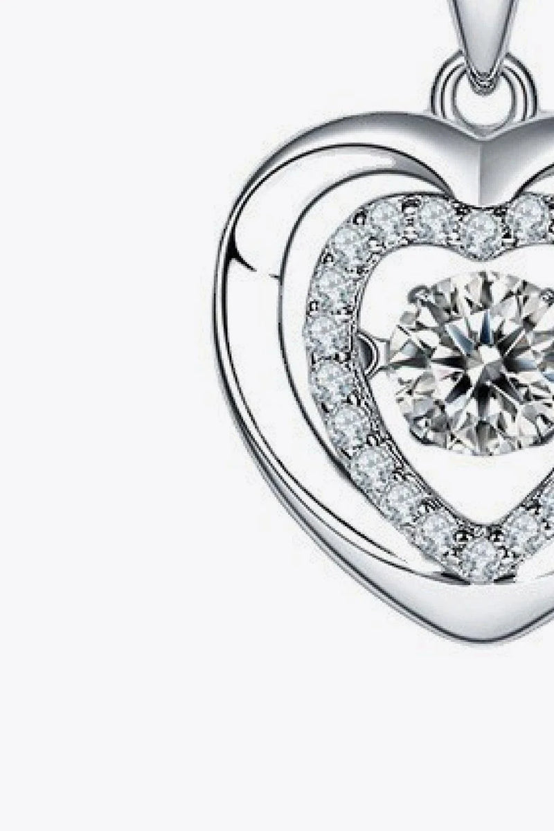 Hhomeenjoy US Captivating Moissanite Heart Pendant Necklace in Sterling Silver