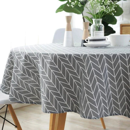 A beautiful cotton and linen Nordic-inspired decorative tablecloth in various sizes, perfect for elevating your dining experience.
