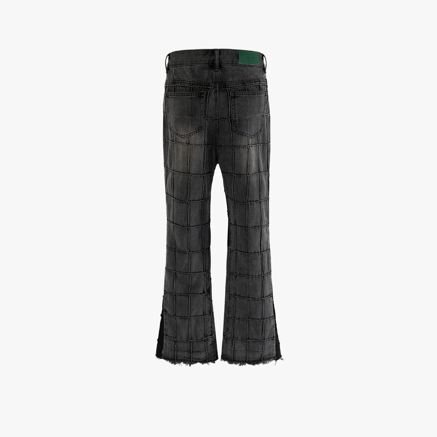 Fashionable waffle-textured casual jeans for men and women in black and gray colors