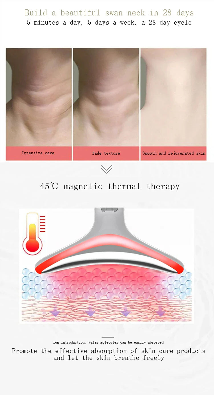 Hhomeenjoy Neck Massaging Beauty Device with Color-Changing Light