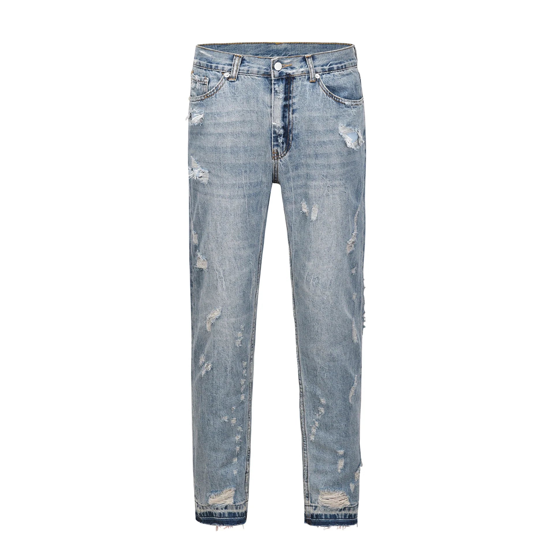 Premium distressed denim jeans with ripped detailing, perfect for casual streetwear style