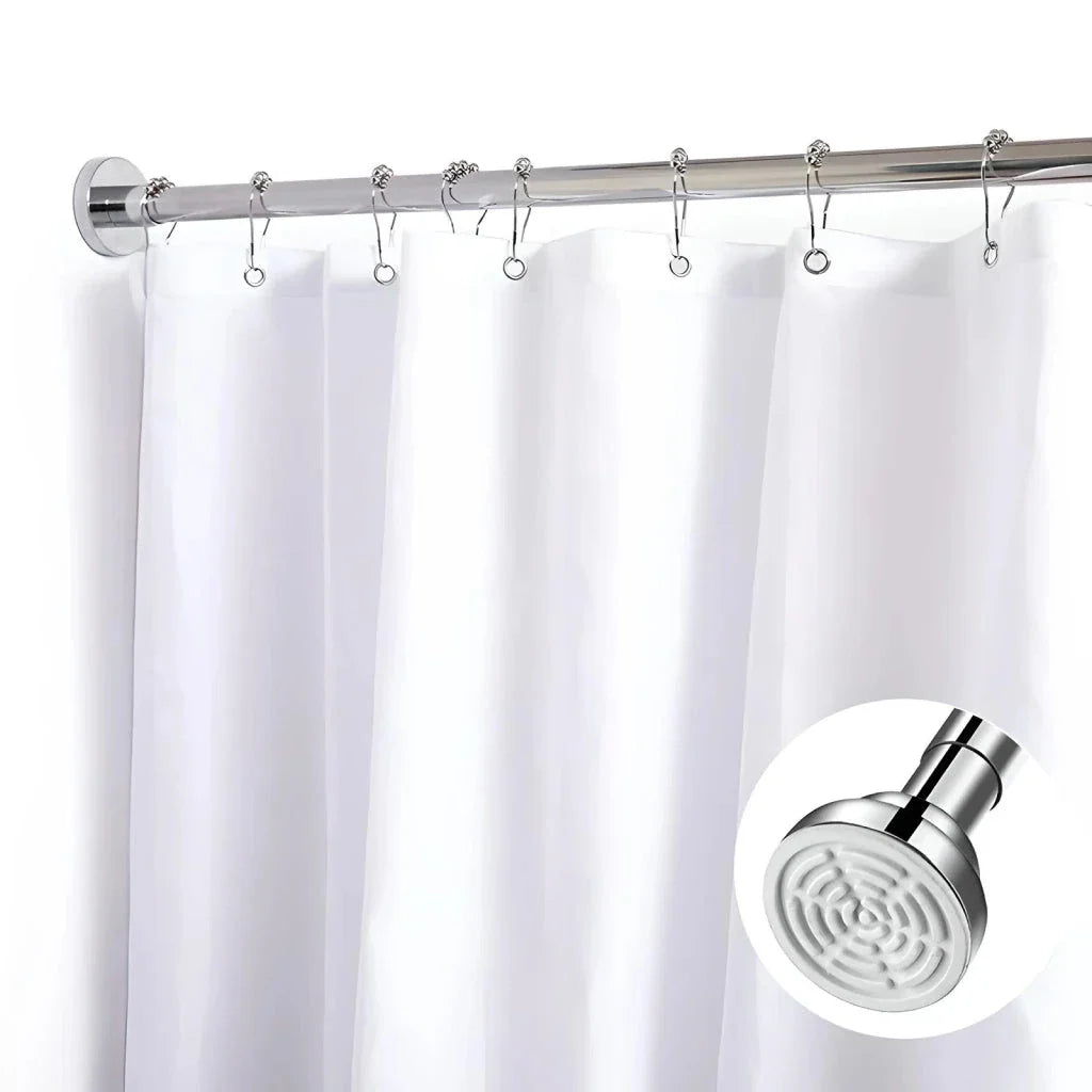Adjustable stainless steel tension shower curtain rod in multiple size options for versatile bathroom and home use