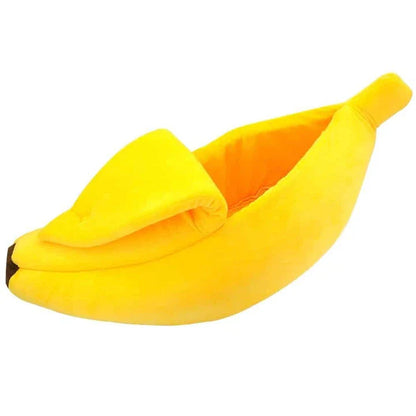 Comfy banana-shaped cat bed in various sizes, providing a cozy and supportive resting spot for feline companions