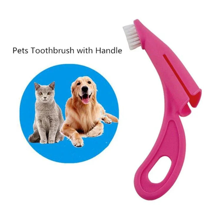 An ergonomic finger toothbrush designed for easy and effective pet dental care, featuring soft bristles and a comfortable grip.