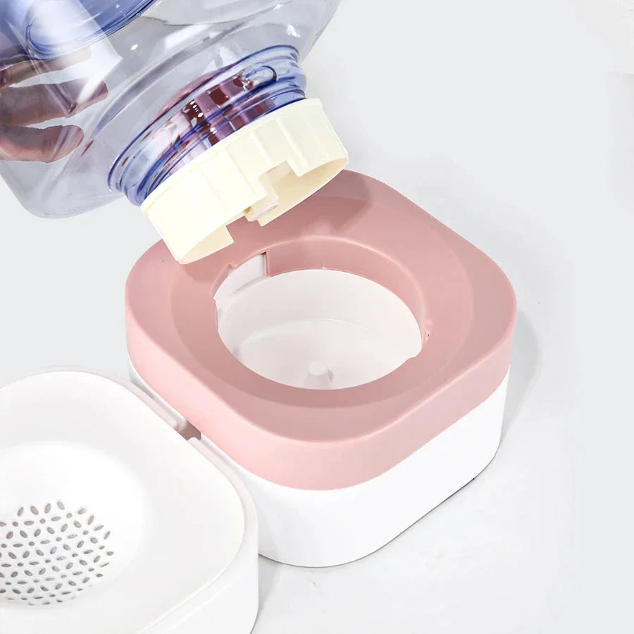 Large Capacity Automatic Pet Feeding Station with Water Dispenser and Separate Food Bowls for Dry and Wet Meals