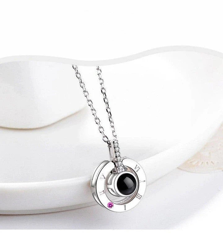 Elegant 925 Sterling Silver clavicle chain with 100-language 'I Love You' message, a romantic and versatile jewelry piece