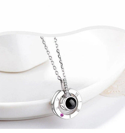 Elegant 925 Sterling Silver clavicle chain with 100-language 'I Love You' message, a romantic and versatile jewelry piece