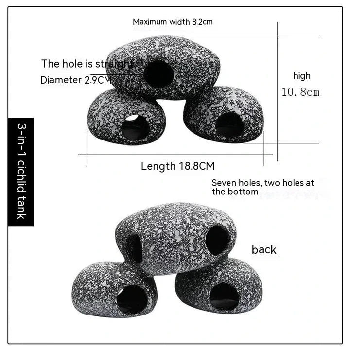 Realistic and natural-looking fish tank decor made of premium resin material, designed to provide a safe haven for fish and shrimp breeding and hiding