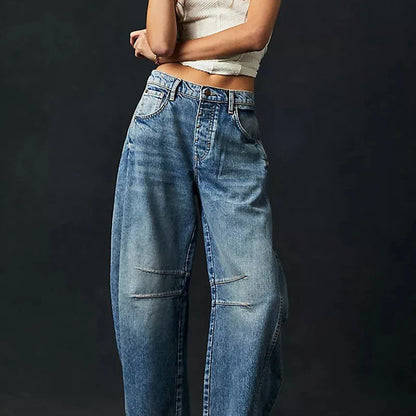 Trendha wide-leg summer pants in light blue, white, and black colors with a relaxed, stylish design