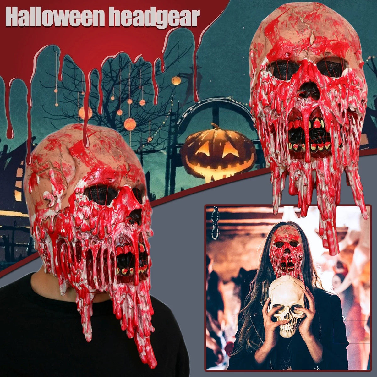 Terrifying Halloween Blood Ghost Face Mask with Chilling Design and Comfortable Fit