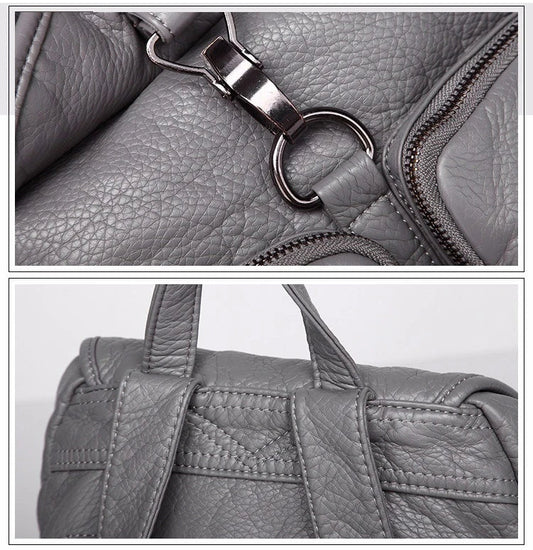 Fashionable leather backpack with multiple storage pockets and adjustable straps for comfort and organization