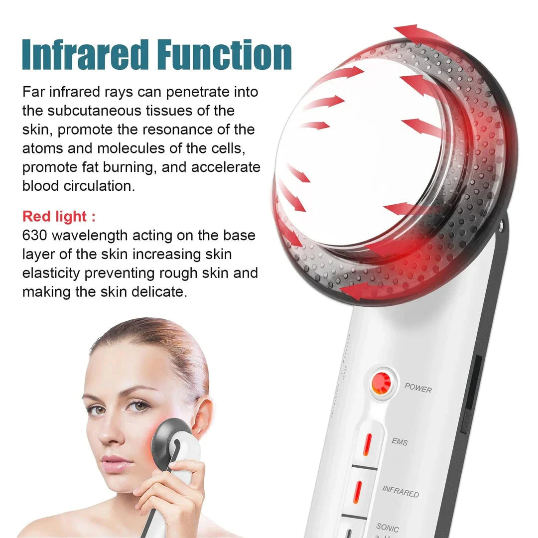 Ultrasonic EMS Infrared Body Shaper and Facial Lifter - Comprehensive Beauty Device for Skin Tightening, Muscle Toning, and Facial Lifting