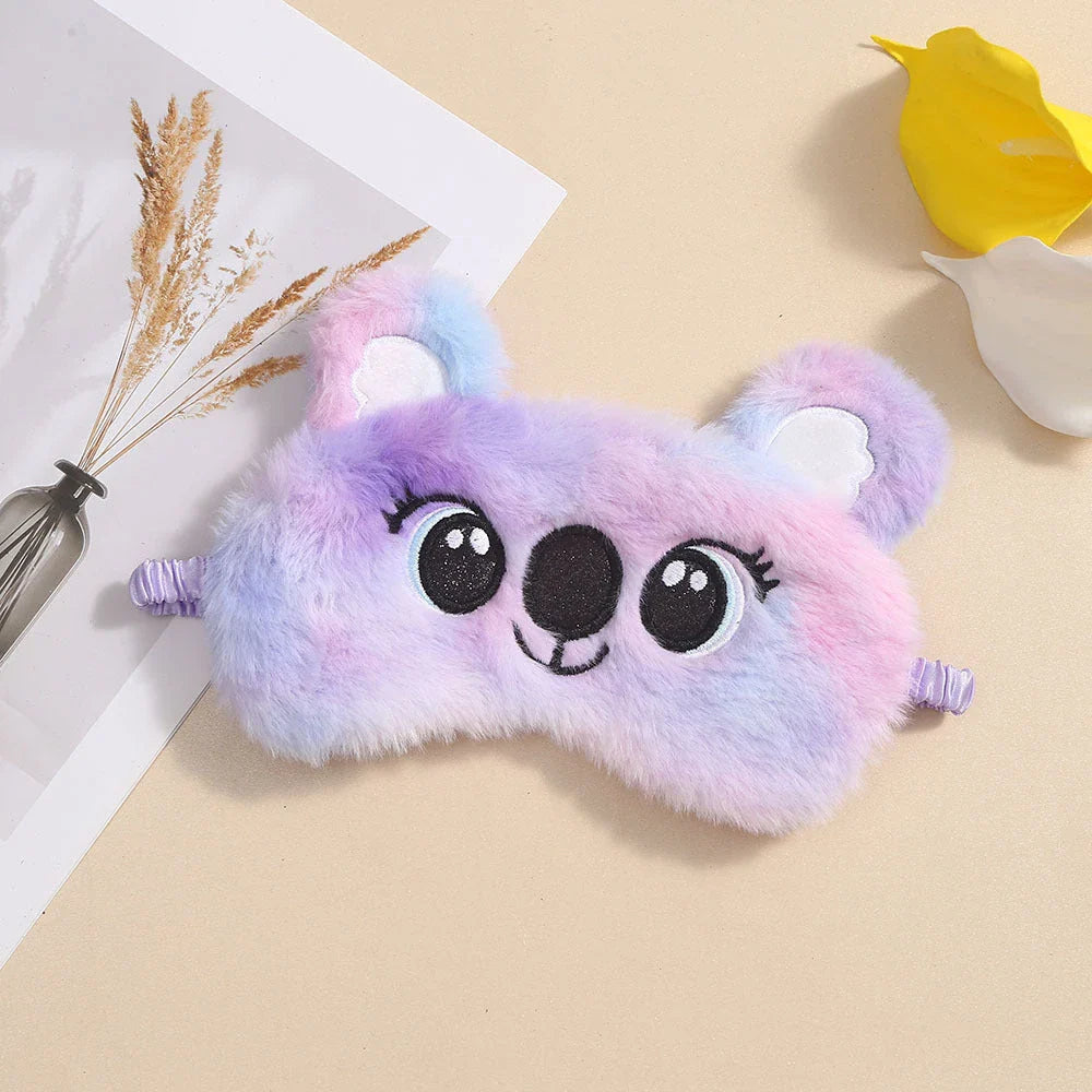 Soft, plush koala-themed sleep mask with adjustable strap for comfortable fit