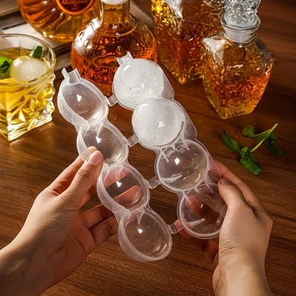 4-Hole Ice Ball Mold for Whiskey, Cocktails, and Other Chilled Drinks