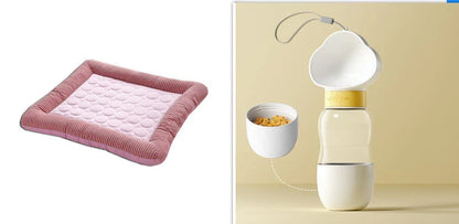 A soft, blue cooling pet bed made of breathable, high-tech fabric to keep dogs and cats cool and comfortable.