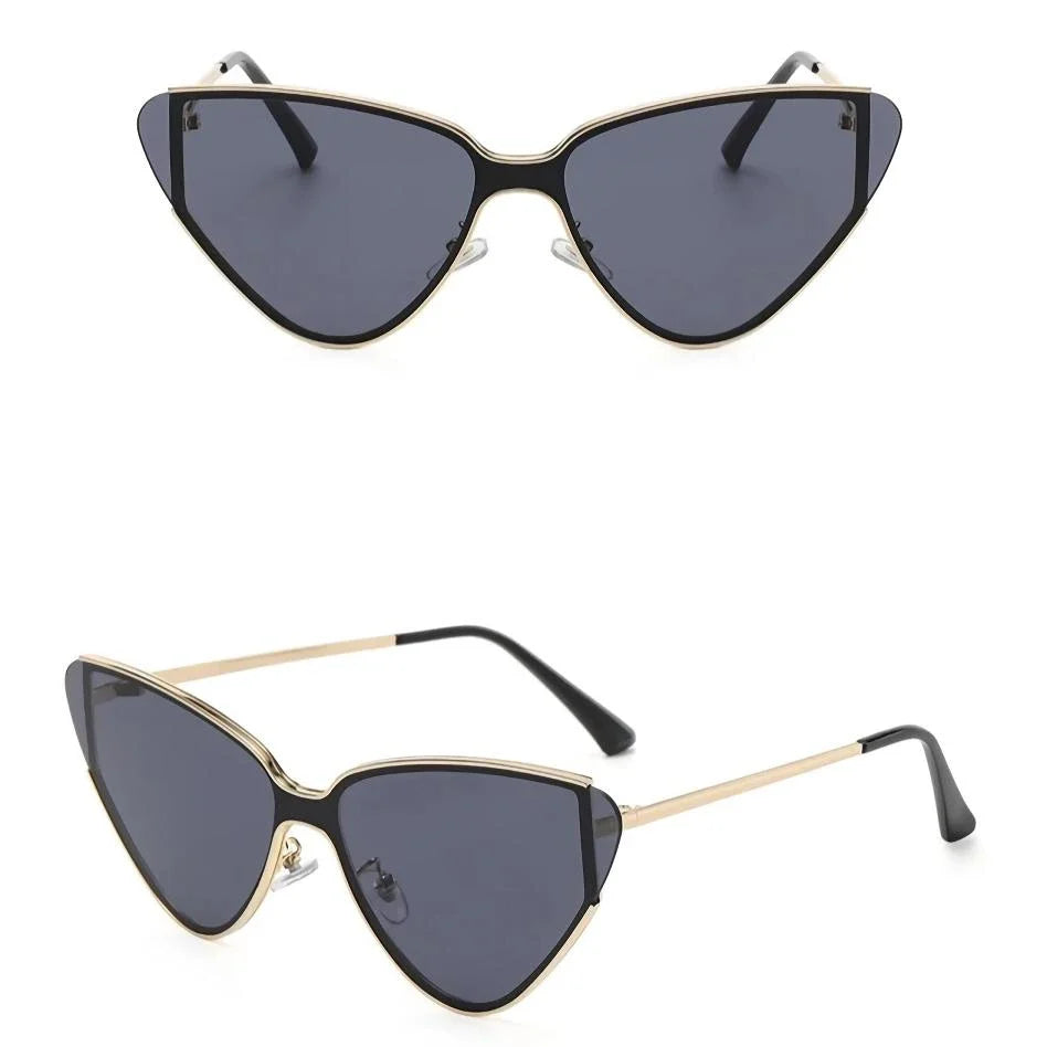 Fashionable steampunk-inspired cat eye sunglasses with gradient lenses and UV400 protection for men and women