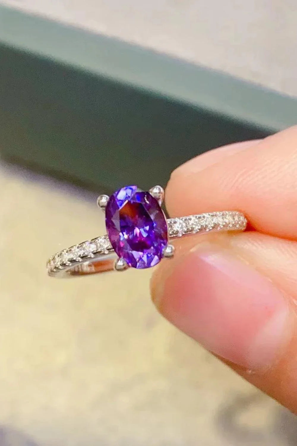 Exquisite 1 carat purple moissanite solitaire ring in sleek 925 sterling silver setting