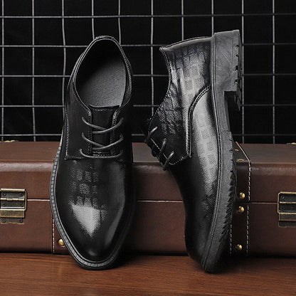 Men's waterproof, breathable, versatile black business casual shoes with durable rubber sole and comfortable PU insole