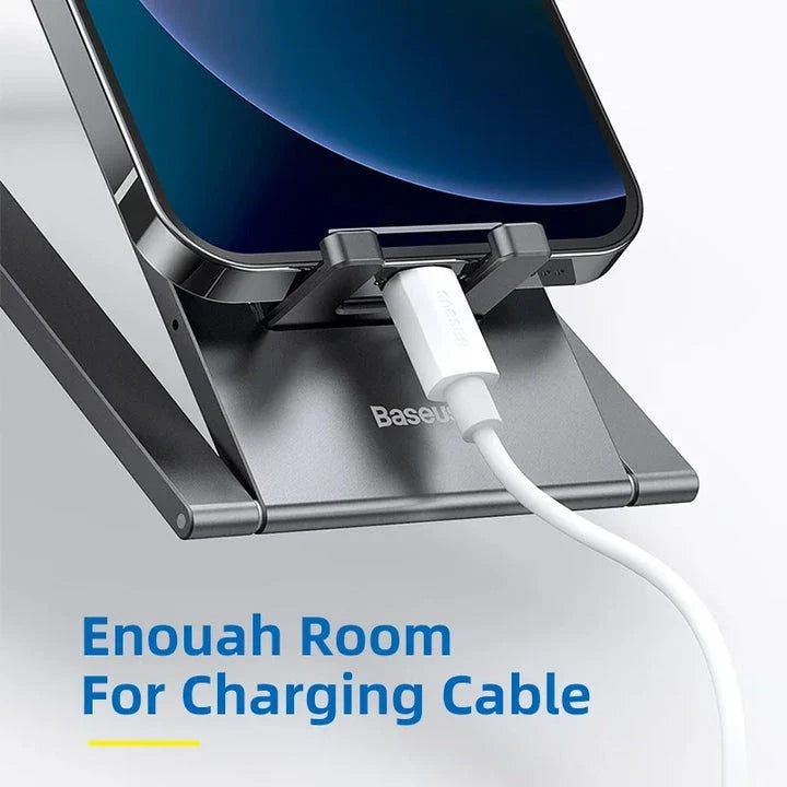 Aluminum Foldable Desktop Tablet and Laptop Stand with Adjustable Angles and Sleek Design