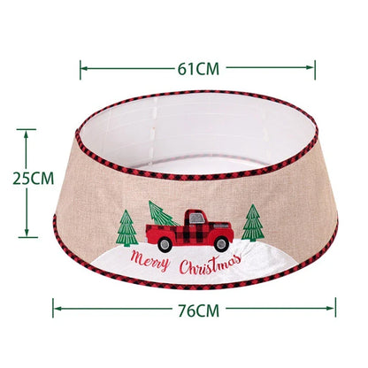Premium linen Christmas tree skirt with snowflake pattern, perfect for adding elegance and winter charm to your holiday decor