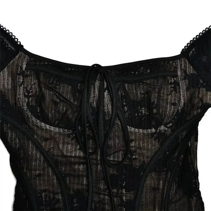 Elegant square collar backless flare sleeve mini dress in black color