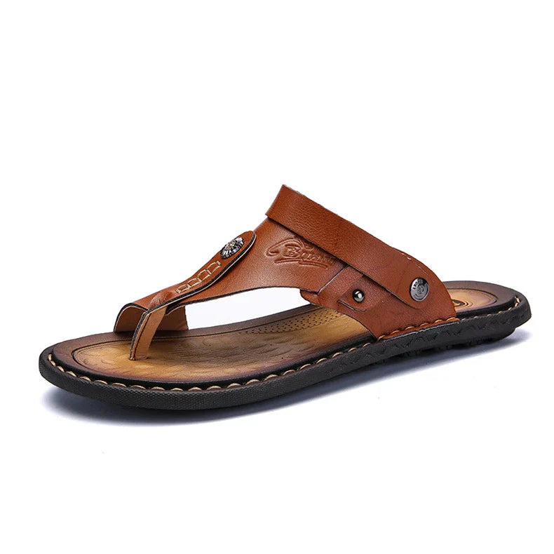 Premium large size men's flip-flop sandals in microfiber leather and EVA sole for ultimate comfort and style