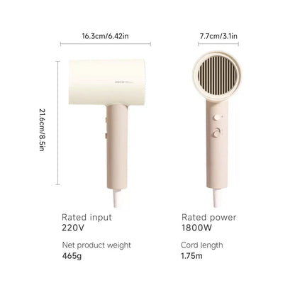 High-power anion hair dryer with foldable design, infrared heating, and dual heat and speed settings for quick drying and healthy hair