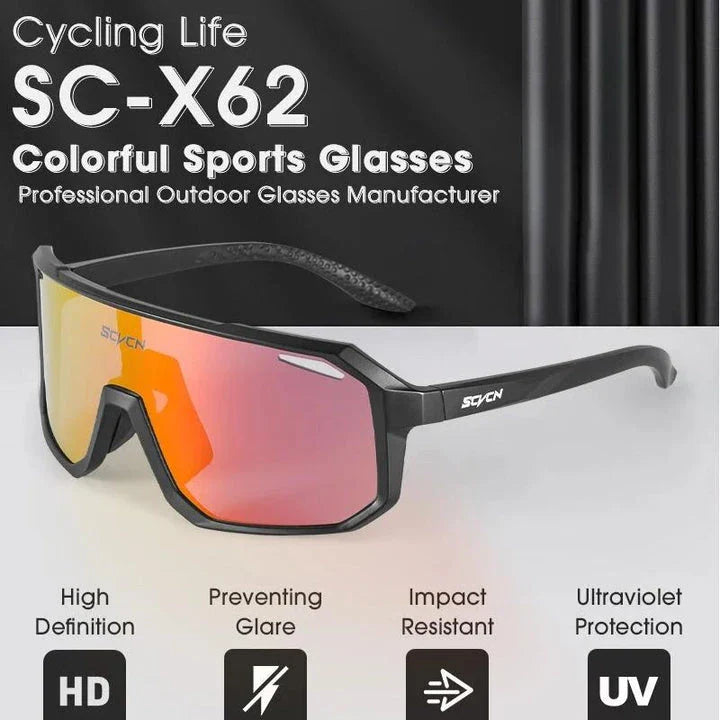 Pair of durable, lightweight UV400 polycarbonate sunglasses with TR-90 frames for outdoor sports and activities
