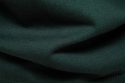 Cozy autumn and winter half-zip sweater in green, dark blue, khaki, and light gray colors