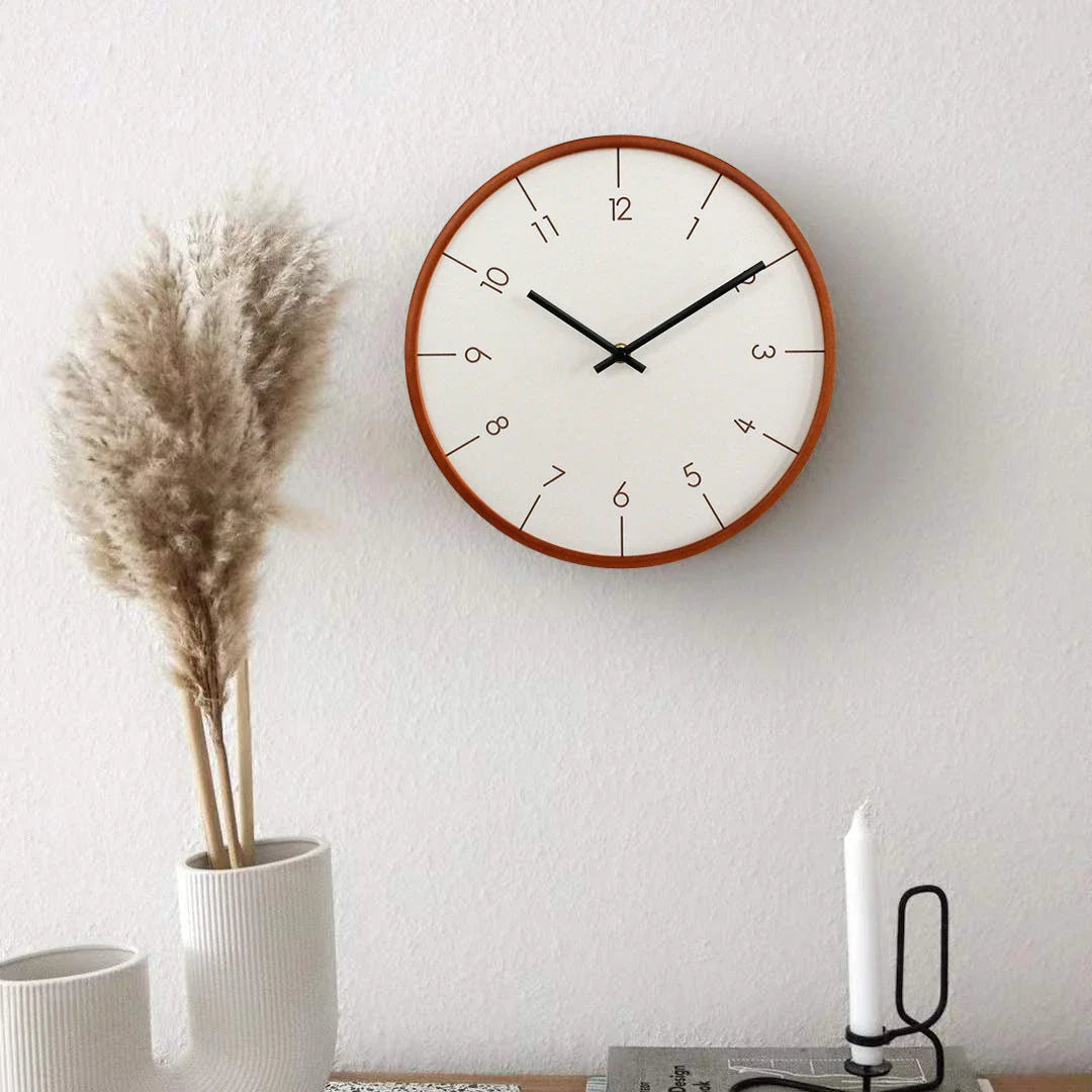Elegant Decorative Wooden Wall Clock with a sleek, modern design and mute quartz movement for quiet timekeeping