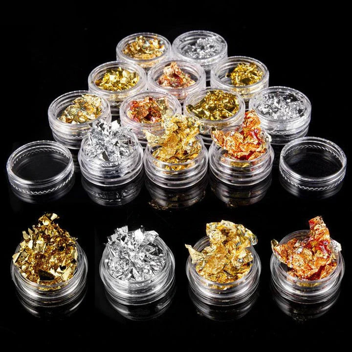 Hhomeenjoy Dazzling Gold and Silver Nail Art Glitter Foil Set
