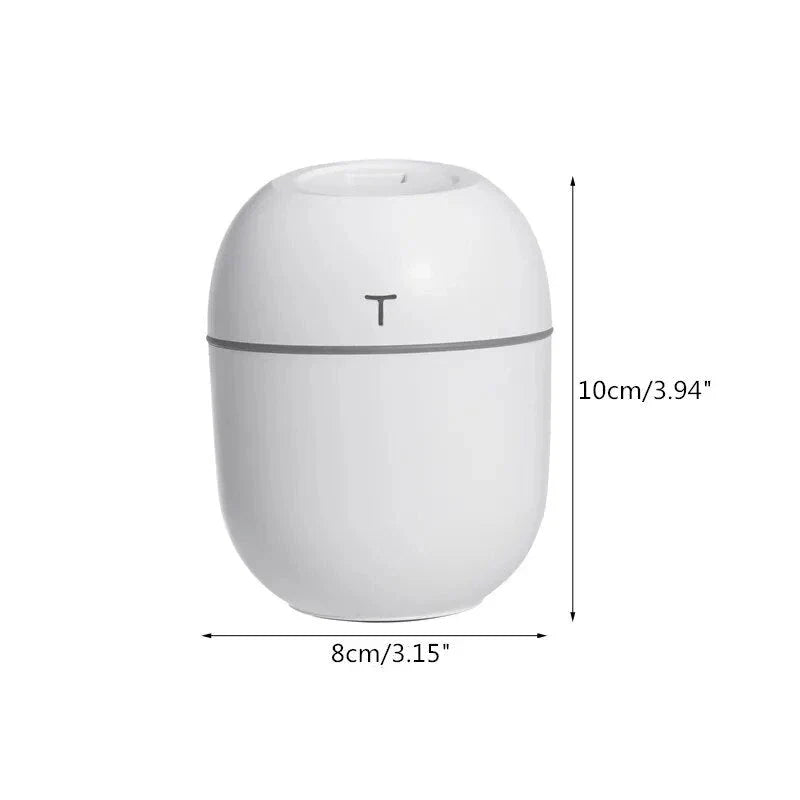 Compact Ultrasonic Humidifier, Aroma Diffuser and LED Night Lamp with 220ml Water Tank and USB Power Supply