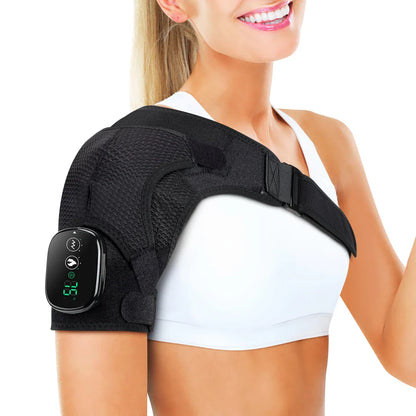 Premium 2-in-1 Electric Heating Shoulder Massager and Adjustable Heated Back Brace for Pain Relief and Muscle Relaxation