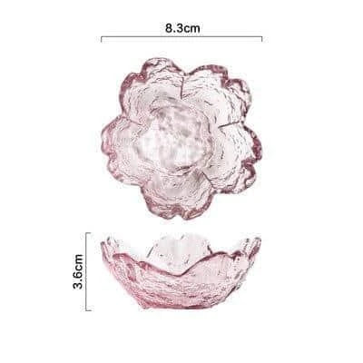 Handcrafted flower-shaped glass salad bowl in vibrant pink color, perfect for serving fresh greens, fruits, and more.