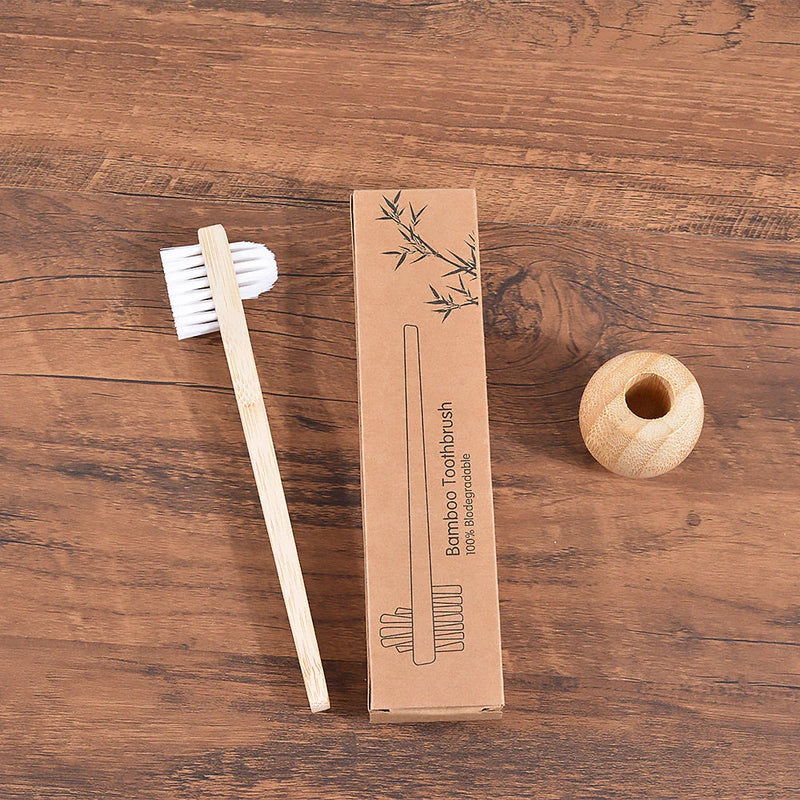 Hhomeenjoy US Premium Bamboo Denture Cleaning Brush for Sparkling Smiles