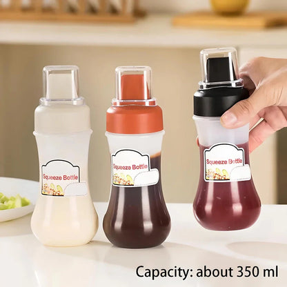 Premium 350 ml sauce squeeze bottle with 5-hole nozzle for even distribution of ketchup, mustard, oils, and other condiments