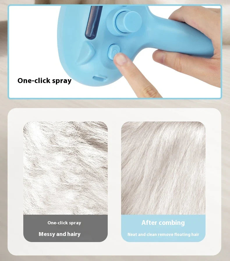 Rechargeable Pet Hair Removal Comb with Spray Cleaner - Effortlessly remove stubborn pet hair and keep your furry friend's coat fresh and healthy.