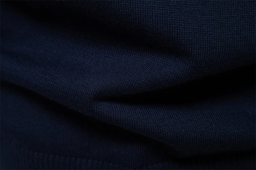 Cozy autumn and winter half-zip sweater in green, dark blue, khaki, and light gray colors