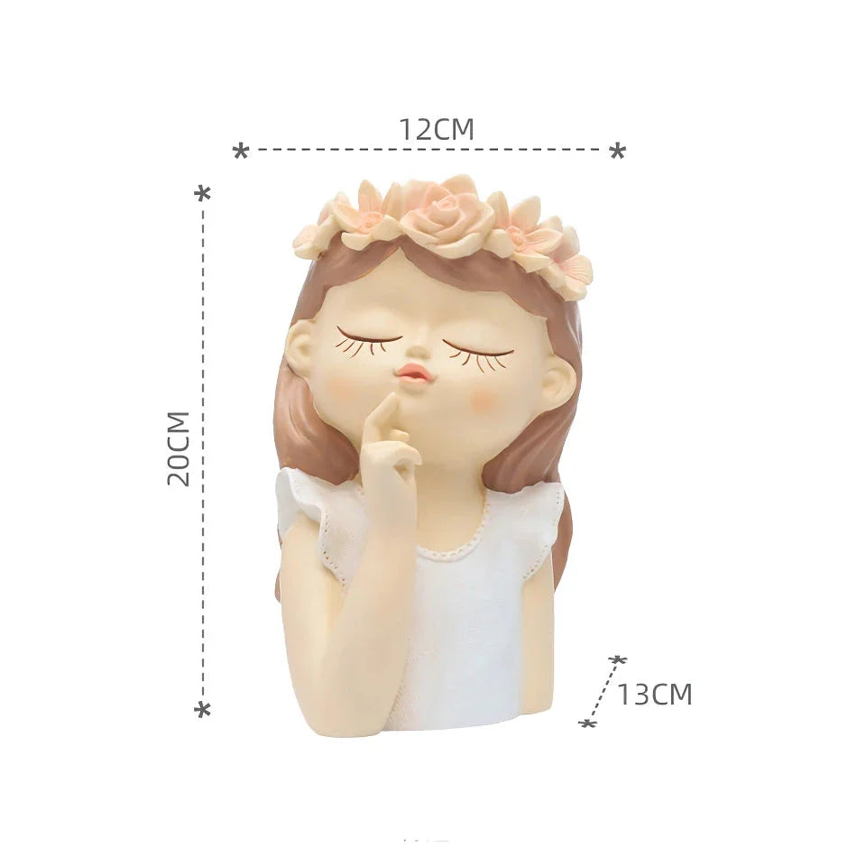 7.8-inch Fairy Girl Planter with hand-painted details, designed to hold succulents and small plants