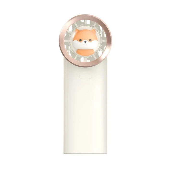 Cute squirrel-shaped mini handheld fan with adjustable speeds and USB charging capabilities