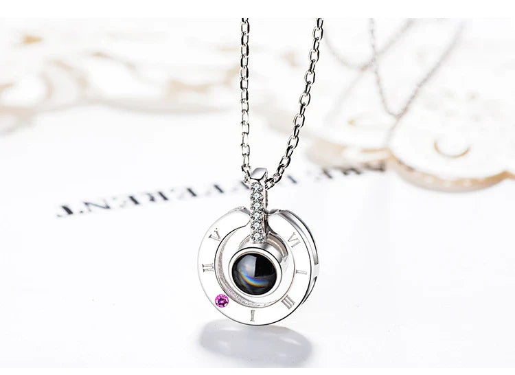 Elegant 925 Sterling Silver clavicle chain with 100-language 'I Love You' message, a romantic and versatile jewelry piece