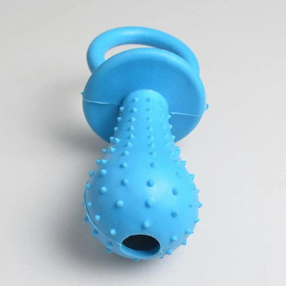 Premium chew toy for dogs made of durable rubber in a unique dummy design to satisfy your furry friend's natural chewing needs