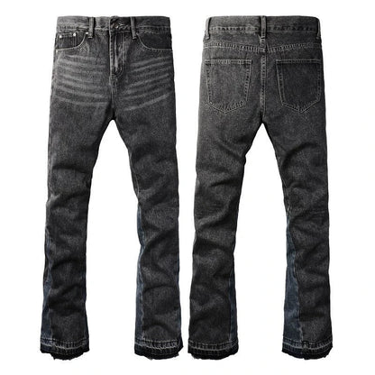 Fashionable men's retro jeans in vibrant colors, featuring a zipper fly and a variety of sizes and color options.